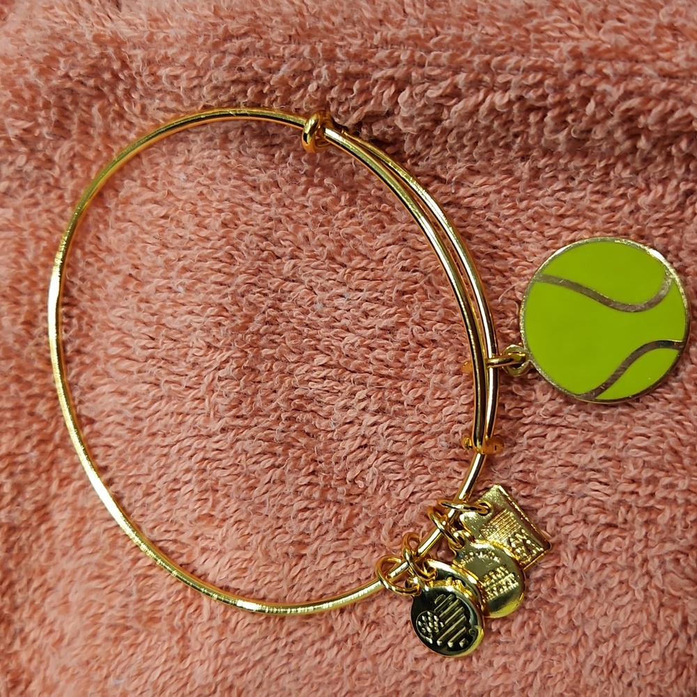 Alex and Ani steam USA Tennis Gold Charm Bracelet